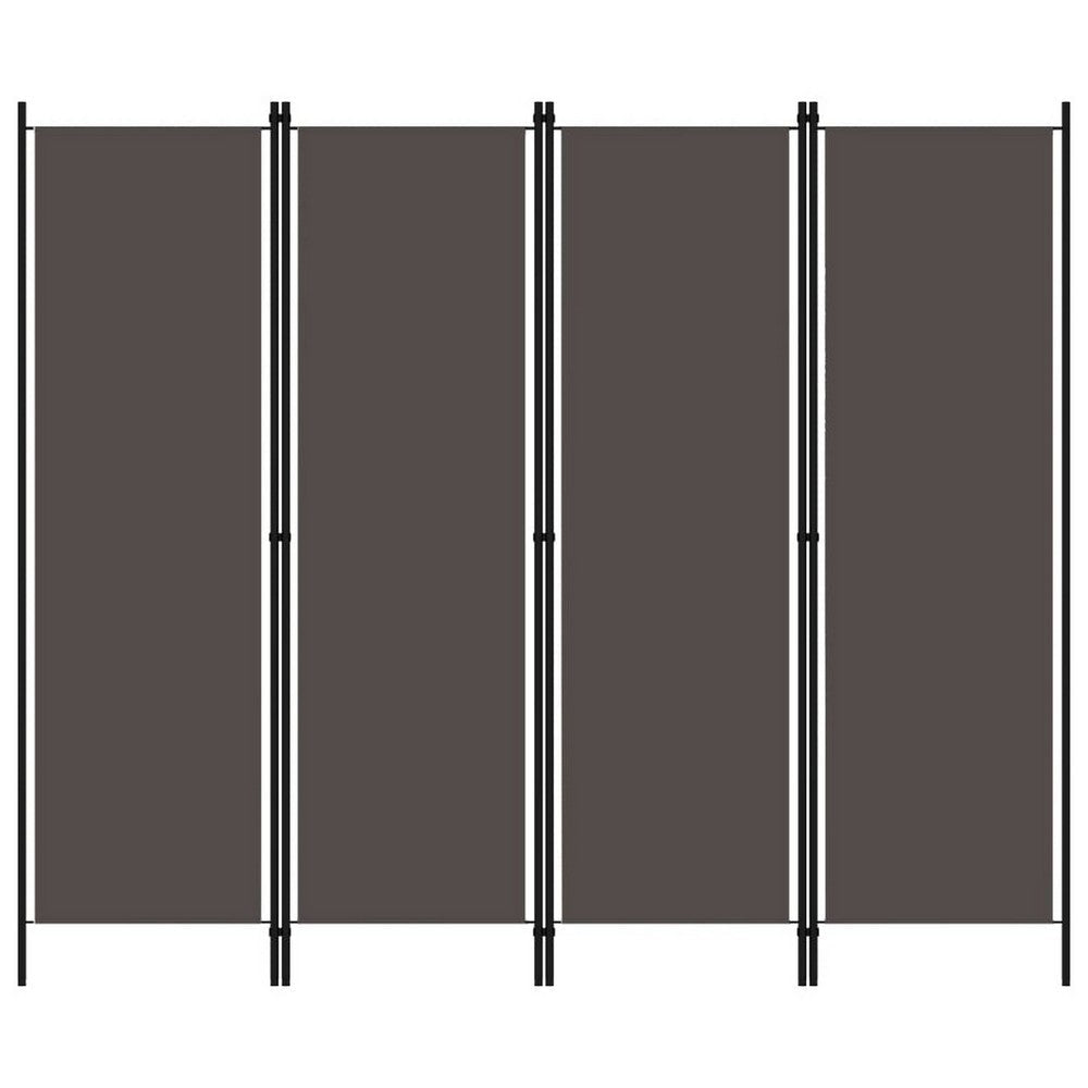 Freestanding Room Divider with 4 Panels, Dark Gray Fabric, 71x79 Iron