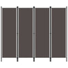 Freestanding Room Divider with 4 Panels, Dark Gray Fabric, 71x79 Iron