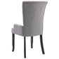 Dining Side Chair Set of 2 Tufted Back Black Legs Light Gray Fabric BM325720