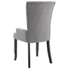 Dining Side Chair Set of 2 Tufted Back Black Legs Light Gray Fabric BM325720