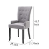 Dining Side Chair Set of 2 Tufted Back Black Legs Light Gray Fabric BM325720