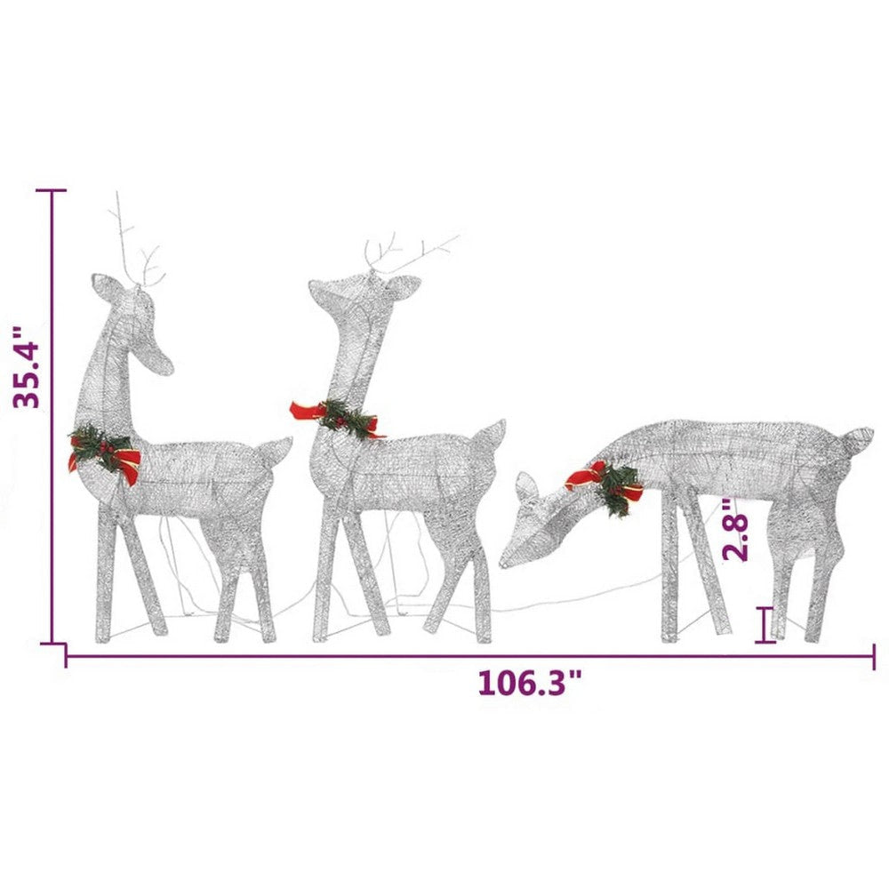 Garden 3pc Reindeer Christmas Decoration 90 LEDs Cool White Lights BM325726