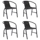 Outdoor Patio Chair Set of 4, Stackable, Plastic Rattan, Black