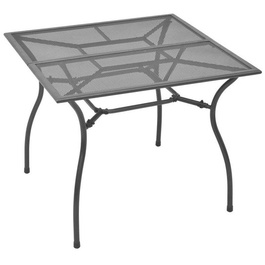 Outdoor Patio Dining Table, 35" Square Mesh Top Classic Gray Metal