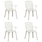 Outdoor Patio Chair Set of 4, Cutout Backrests, White Aluminum Frame