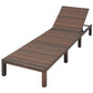 Outdoor Sun Lounger with White Cushion, Adjustable Back, Brown Wood