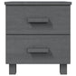 Bedside Nightstand Cabinet 2 Wide Drawers Dark Gray Solid Pinewood BM325739