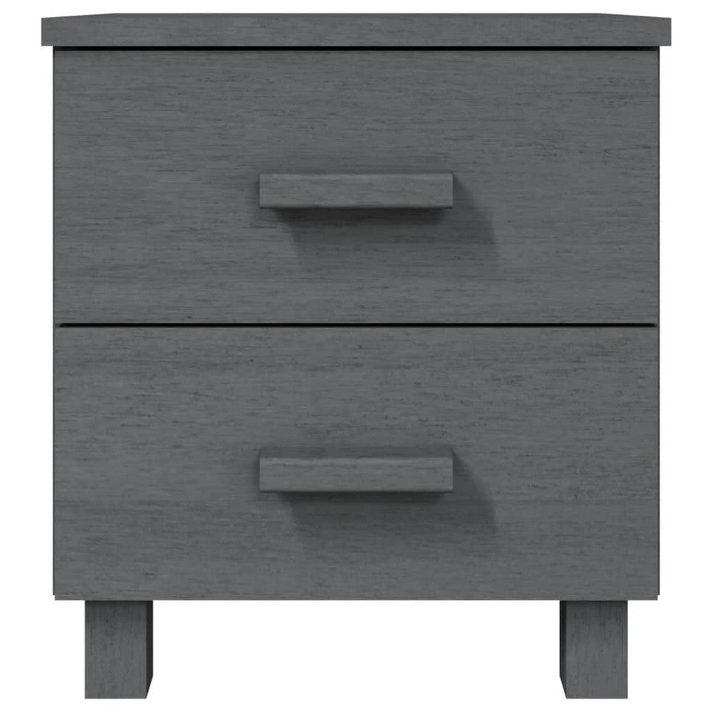 Bedside Nightstand Cabinet 2 Wide Drawers Dark Gray Solid Pinewood BM325739