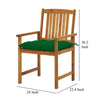 Blaire 4pc Patio Chair Set Green Seat Cushions Slatted Acacia Wood BM325742