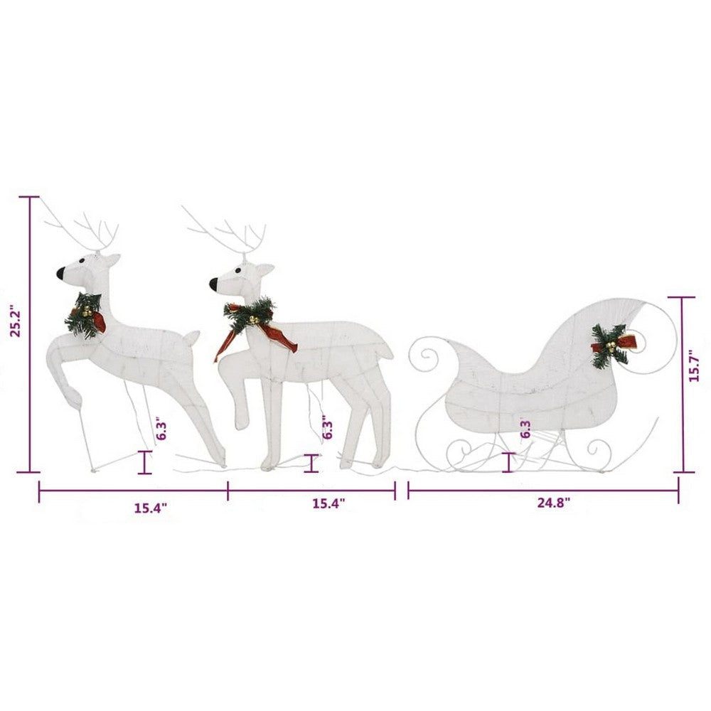 Garden 2pc Reindeer and Sleigh Christmas Decoration 60 LEDs White BM325743