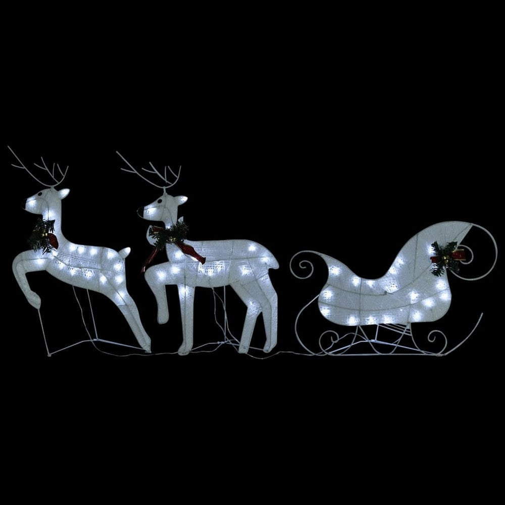 Garden 2pc Reindeer and Sleigh Christmas Decoration, 60 LEDs, White