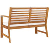 Outdoor Patio Bench 45’’ Solid Brown Acacia Wood Cream Polyester BM325747