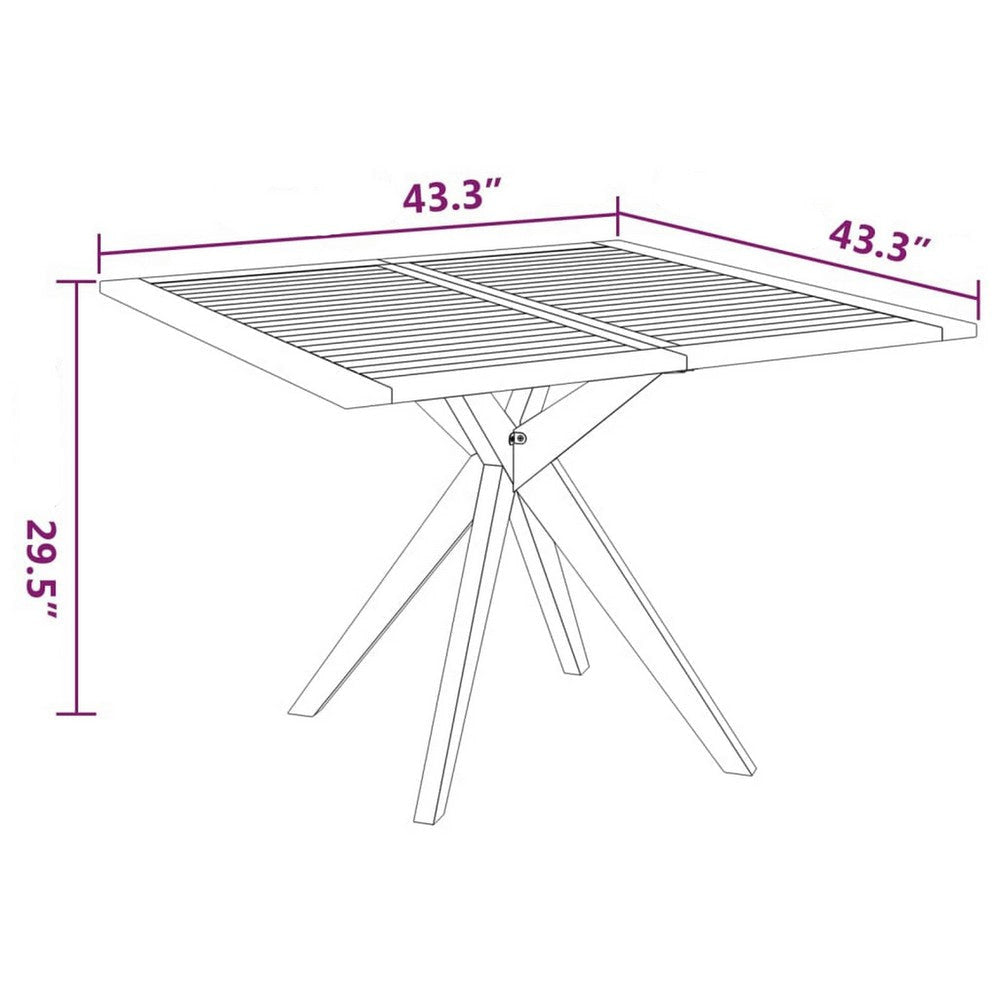 Patio Outdoor Dining Table 43’’ Square Natural Brown Acacia Wood BM325750