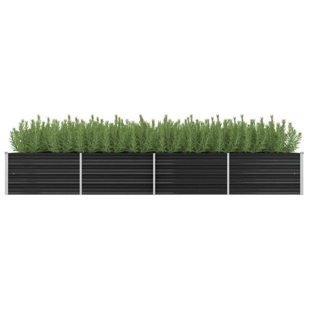 Raised Garden Flower Bed, 32x126, Rectangular Black Galvanized Steel