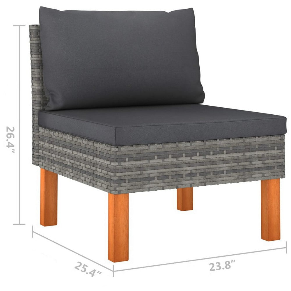 Modular Sofa Chair Smooth Texture Gray Fabric Poly Rattan Wood BM325760