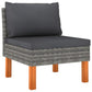 Modular Sofa Chair, Smooth Texture Gray Fabric, Poly Rattan, Wood 