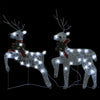 7pc Outdoor 140 LED Lit Christmas Reindeer Decor Set 1 Sleigh Silver BM325769