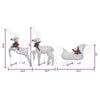 7pc Outdoor 140 LED Lit Christmas Reindeer Decor Set 1 Sleigh Silver BM325769