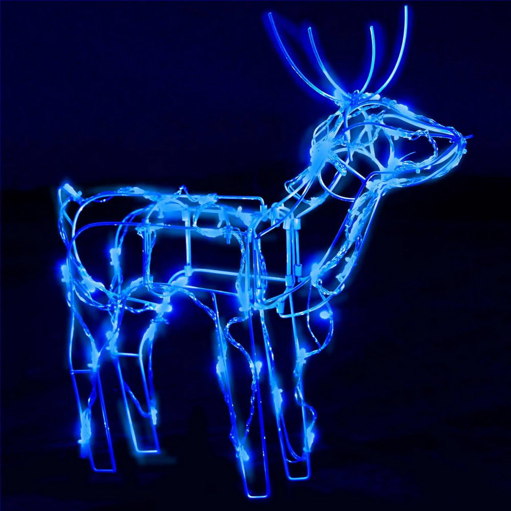 Outdoor 299 LED Lit Reindeer Family 3pc Set Ocean Blue Steel BM325770