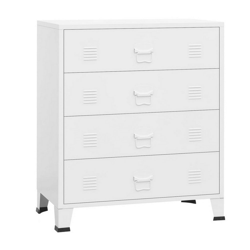 Nova Accent Cabinet, 37" Tall, 4 Drawers, Modern White Metal Frame