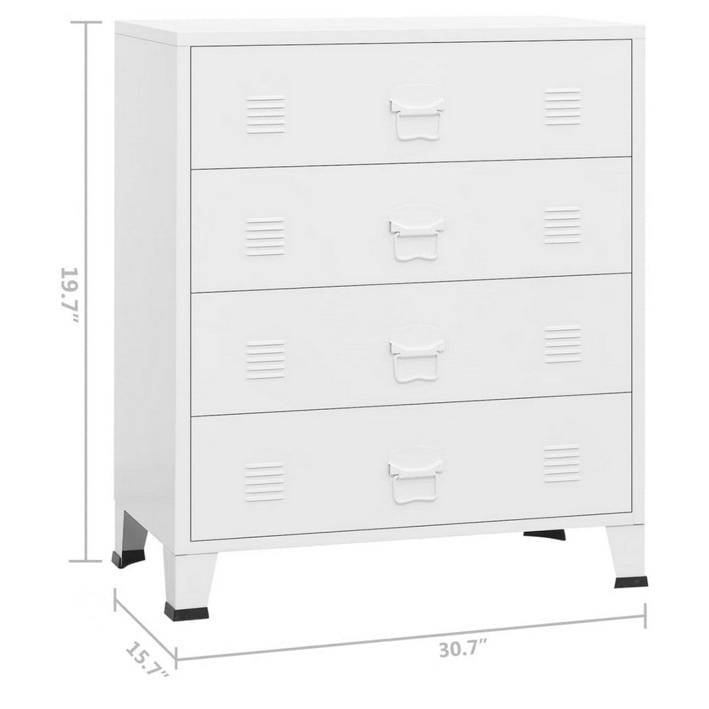 Nova Accent Cabinet 37’’ Tall 4 Drawers Modern White Metal Frame BM325780