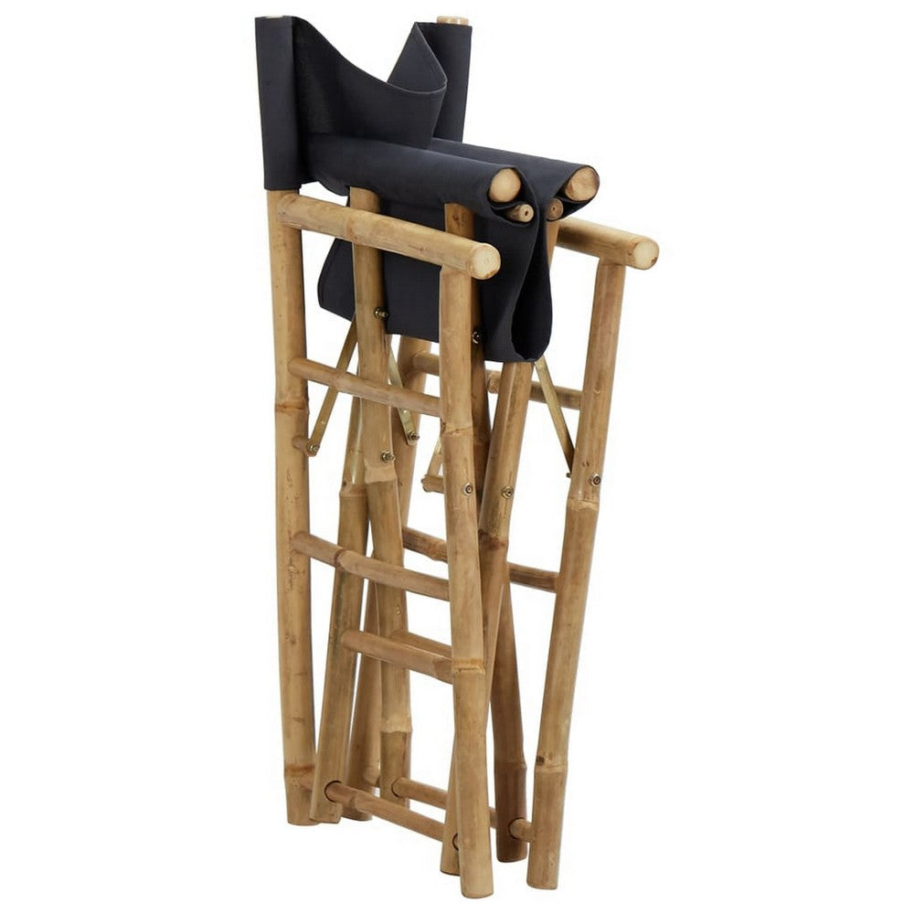 Folding Director’s Chairs Set of 2 X Shape Base Bamboo Dark Gray BM325782