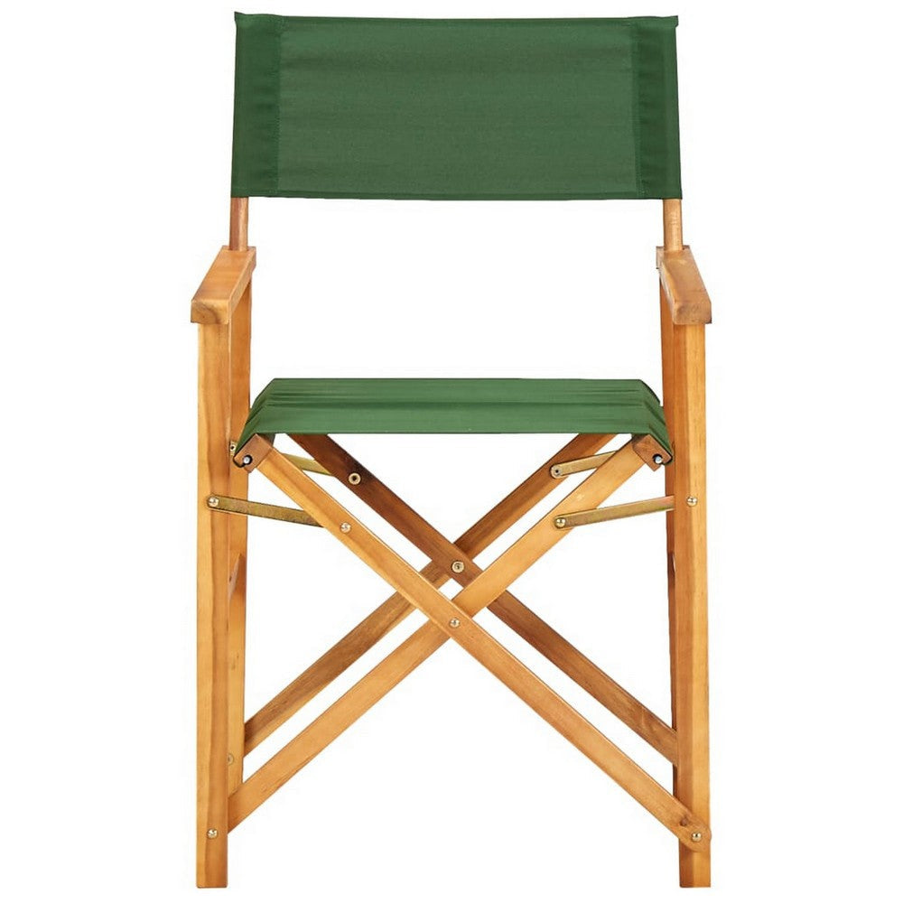 Folding Director’s Chairs Set of 2 X Shape Base Acacia Wood Green BM325783