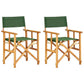 Folding Director's Chairs Set of 2, X Shape Base, Acacia Wood, Green