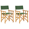 Folding Director's Chairs Set of 2, X Shape Base, Acacia Wood, Green