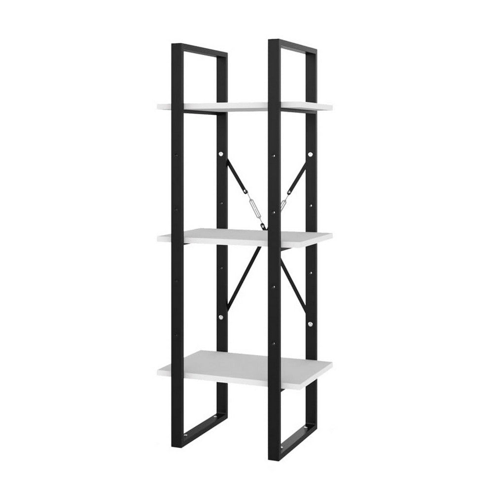 Zoe Standing Bookshelf 41’’ Tall 3 Shelves Black and White Wood BM325784