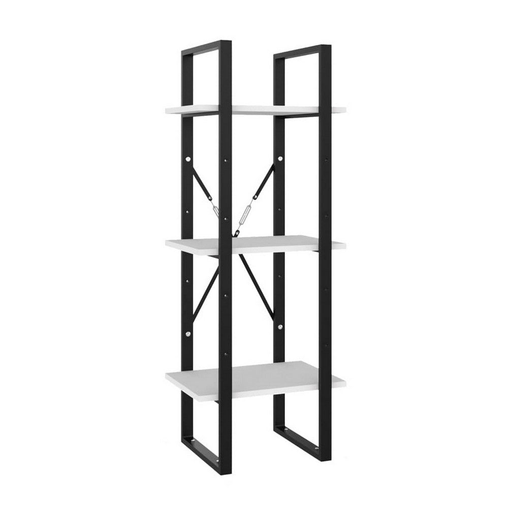 Zoe Standing Bookshelf, 41" Tall, 3 Shelves, Black and White Wood