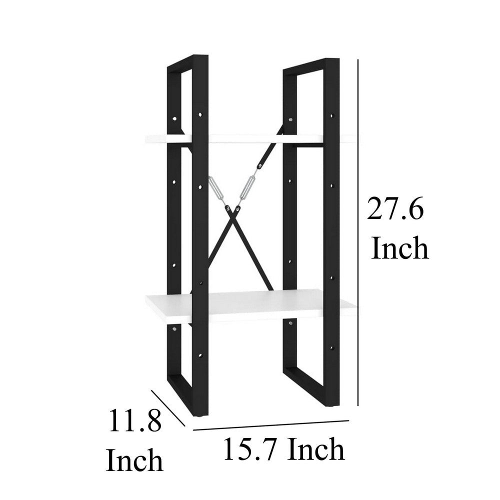 Zoe Standing Bookshelf 28’’ Tall 2 Shelves Black and White Wood BM325785