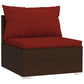 Joez Patio Armless Chair Modular Sofa Seat, Square, Poly Rattan, Red