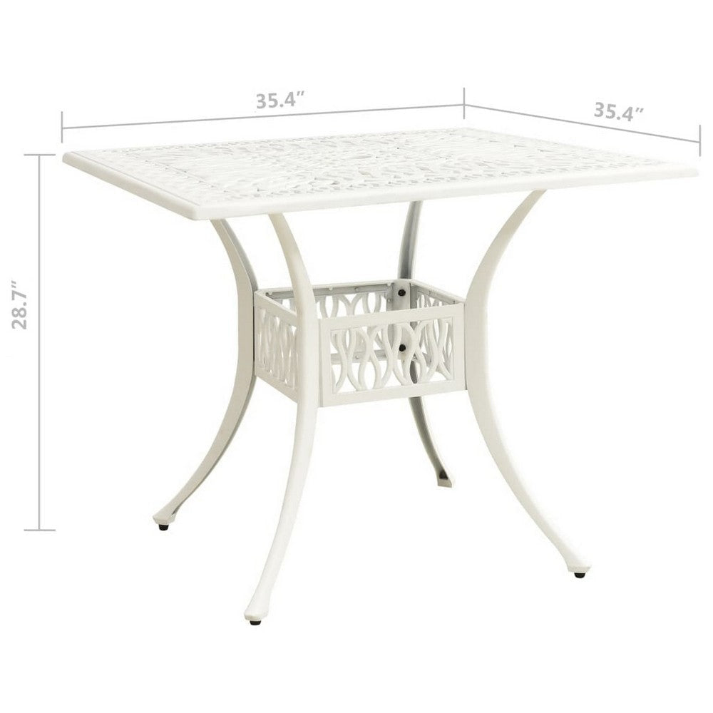 Outdoor Breakfast Dining Table 35’’ Square Lattice White Aluminium BM325795