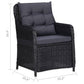 Outdoor Accent Chair Set of 2 Tufted Fabric Design Black Poly Rattan BM325801