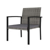 Outdoor Dining Side Chair Set of 2 Gray Poly Rattan Black Steel BM325806