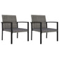 Outdoor Dining Side Chair Set of 2, Gray Poly Rattan, Black Steel