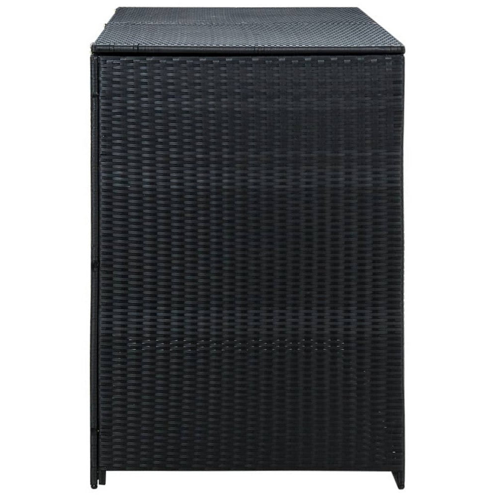 Double Garbage Bin Shed Outdoor Storage Black Rattan Steel Frame BM325807