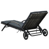 Sun Chaise Lounger with Cushion 79’’ Wheels Dark Gray Poly Rattan BM325818