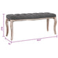 Accent Ottoman Bench Solid Wood Cabriole Legs Design Gray Linen BM325819