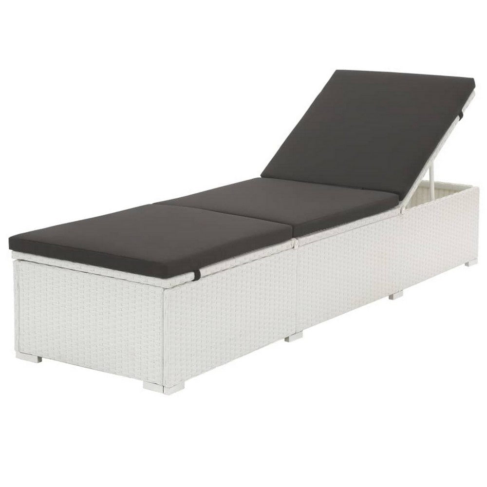 Nino Outdoor Chaise Lounger Sunbed, Black Cushion, White Poly Rattan