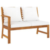 Patio Bench w White Cushions, Slatted Brown Solid Acacia Wood, 45"