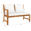 Patio Bench w White Cushions Slatted Brown Solid Acacia Wood 45’’ BM325826