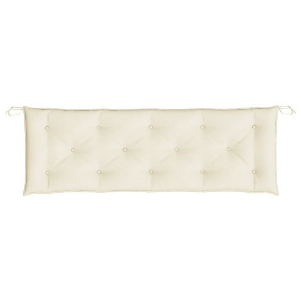 Claire Outdoor Cushion for Bench, Tufted White Oxford Fabric, 59"