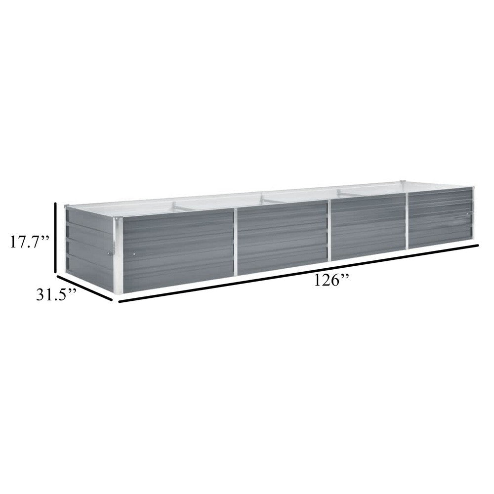 Raised Garden Flower Bed 32 x 126 Galvanized Steel Gray Rectangular BM326246