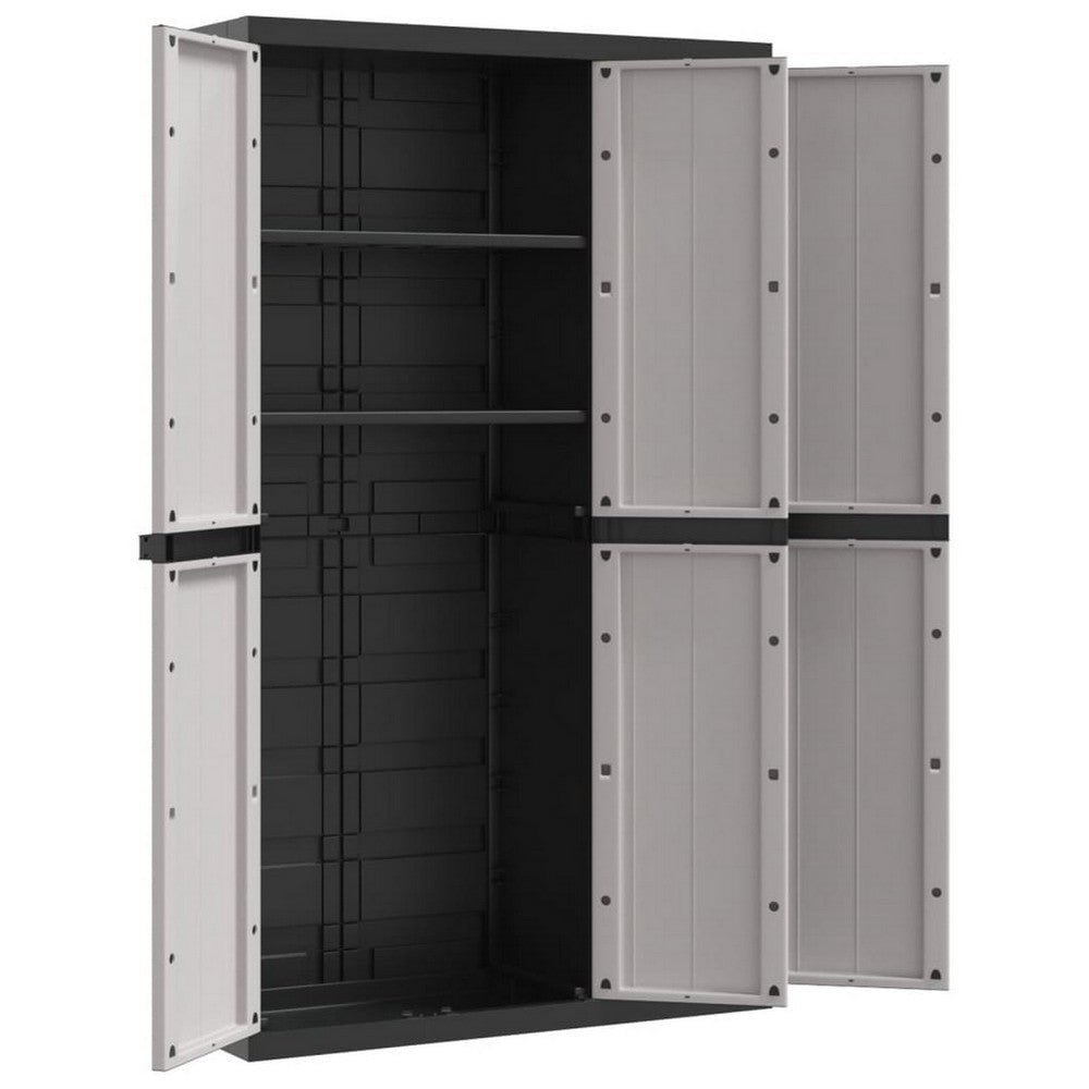 Kion Outdoor Storage Cabinet w 3 Doors Shelves 38’’ Gray Black BM326247