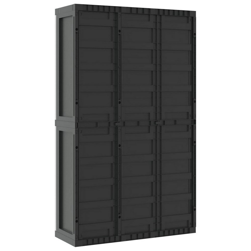 Kion Outdoor Storage Cabinet w 3 Doors Shelves 38’’ Gray Black BM326247