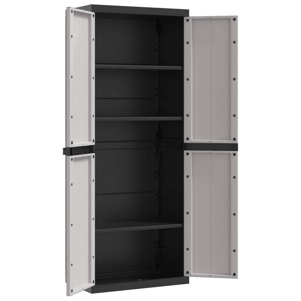 Kion Outdoor Storage Cabinet w 2 Doors Shelves 26’’ Gray Black BM326248