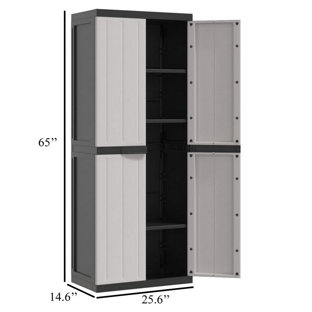 Kion Outdoor Storage Cabinet w 2 Doors Shelves 26’’ Gray Black BM326248