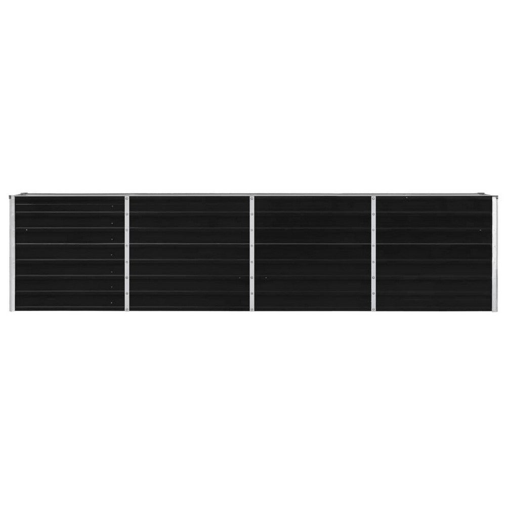 Outdoor Raised Garden Flower Bed 126x16x30 Inch Black Galvanized Steel BM326252